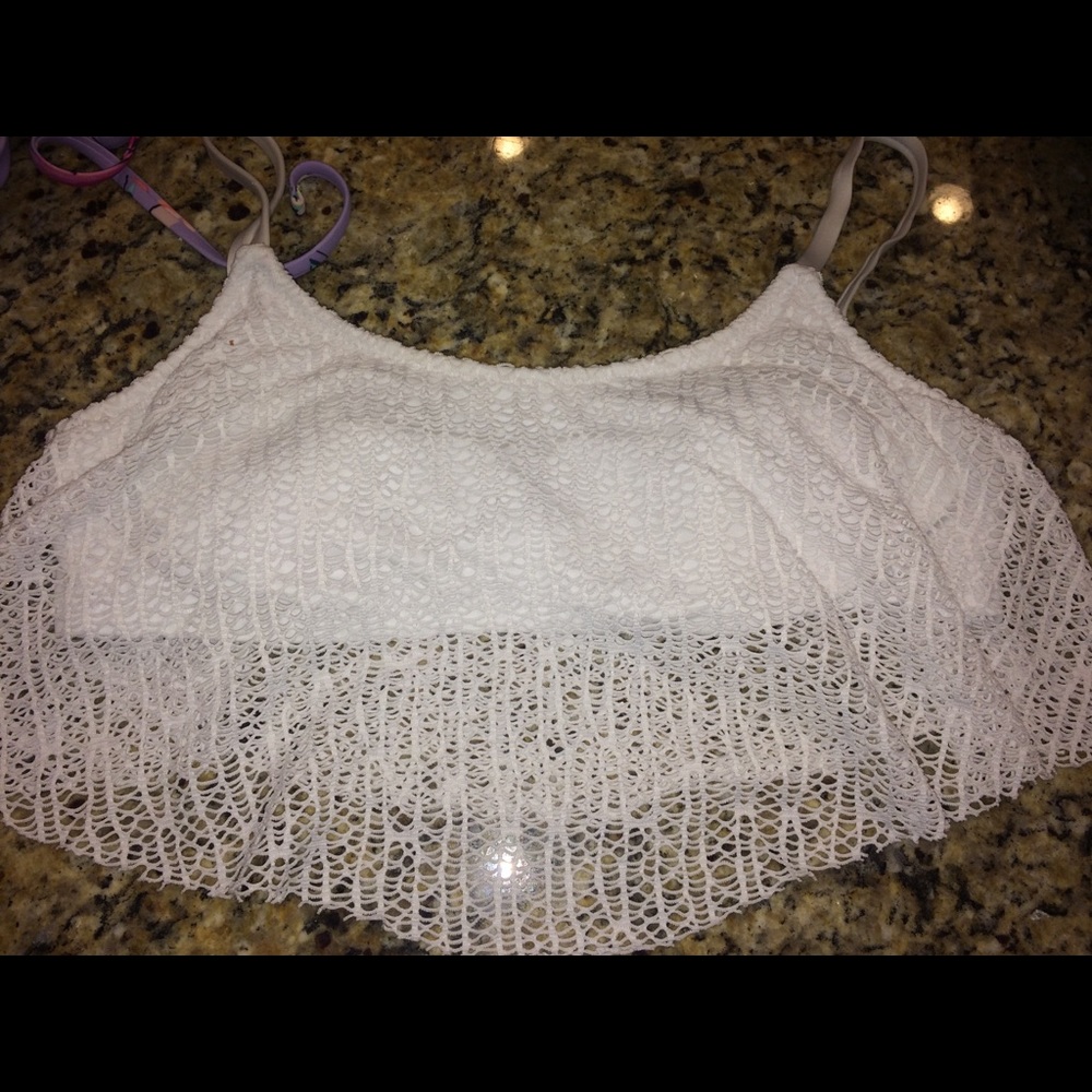 NWOT White Laced Bikini/Crop Top